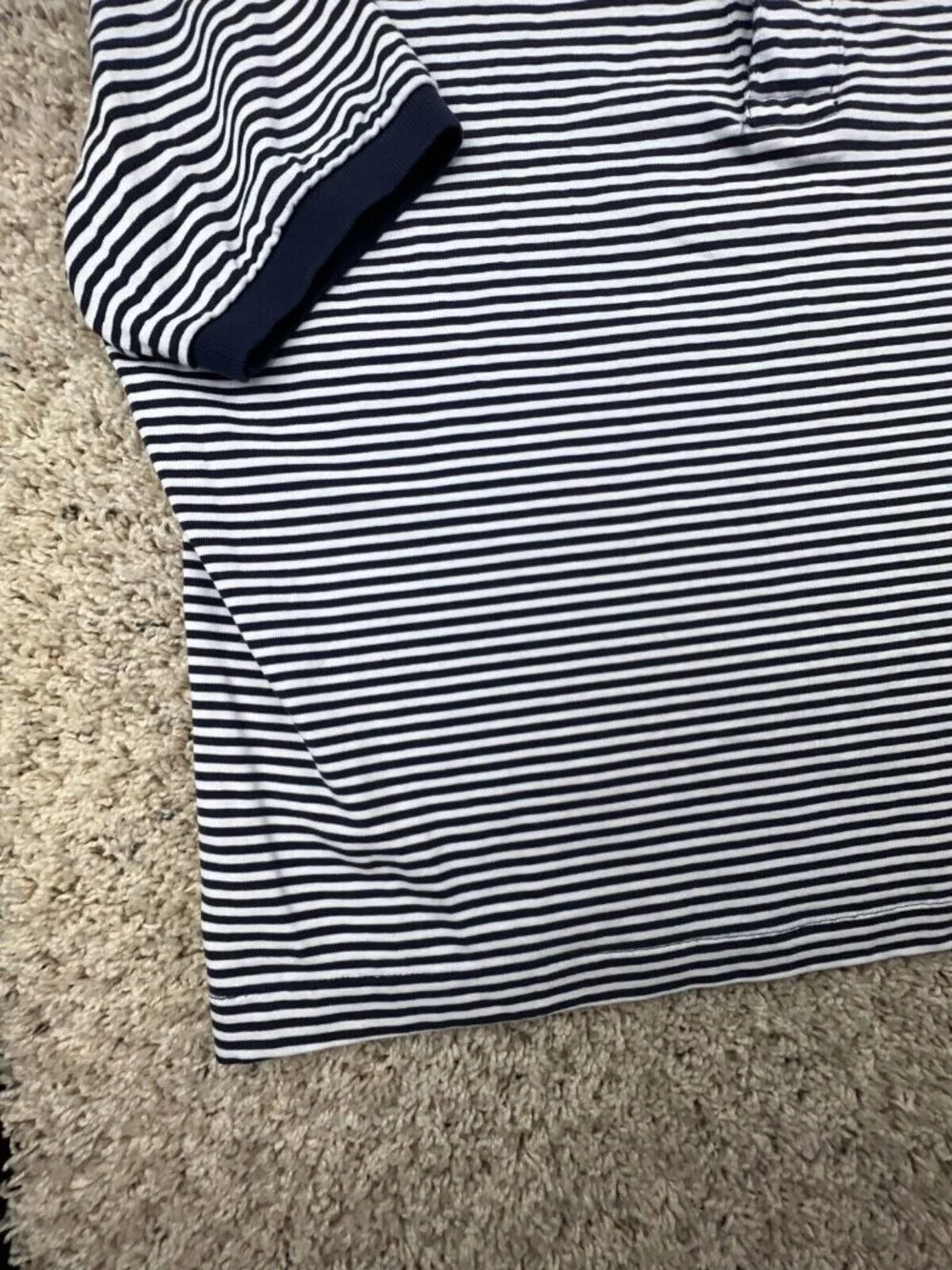 Polo Ralph Lauren SHORT SHORT Sleeve Polo Shirt Cotton Large Striped Blue White
